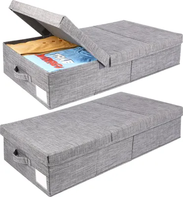 Produktbild von Belle Vous (2er Pack) Faltbare Unterbett Aufbewahrungsbox mit Griffen - Bettkasten Aufbewahrung, Schrank oder Kleiderschrank - Aufbewahrung Kleidung,