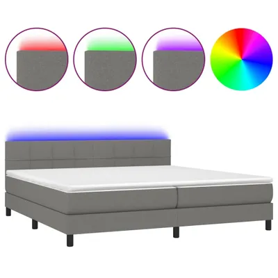 Obrázok produktu pre vidaXL Boxspring posteľ s matracom a LED diódou Tmavo šedá 200x200 cm Látka