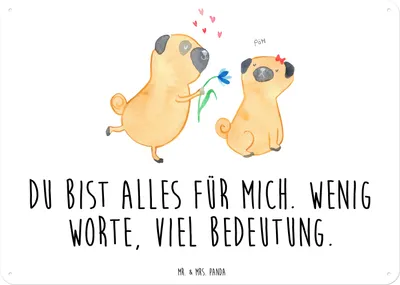 Produktbild von Mr. & Mrs. Panda Magnetschild Mops Verliebt DIN A3 - Weiß - Geschenk, Hund, tafel, Liebe, Schild, Partner, Blechschild, Wandbild, Türschild, Pure, Sprüche, Knuffig