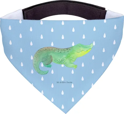 Produktbild von Mr. & Mrs. Panda Tuch Krokodil - Blau Pastell - Geschenk, Freundin, Abenteuerlust, Beste, Lieblingsmensch, Halstuch, Hund, Krokodile, Hunde-Halstuch, Meer, Für Hunde