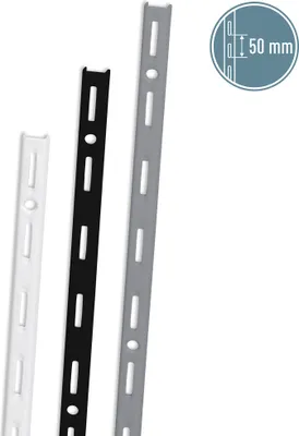 Produktbild von 2er Set Wandschienen 1-reihig Raster 50 mm, Farbe:Weiß, Abmessung:50 cm
