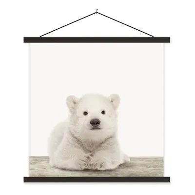 Produktbild von MuchoWow® Textilposter Eisbär - Tiere - Kinder - Weiß - Jungen - Mädchen 90x90 cm mit schwarzem Rahmen - Magnetisches