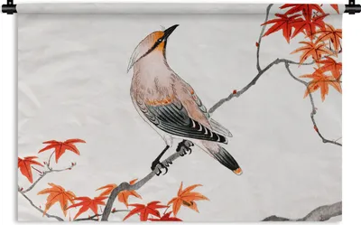 Produktbild von MuchoWow® Wandteppich Wandbehang Japanischer Ahorn - Baum - Vögel 150x100 cm Tapisserie Dekoration Wandtuch - Waschbar - Tapisserien - Wand-Decke