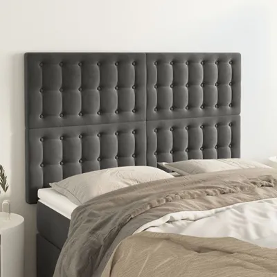 Produktbild von Design Möbel Kopfteile 4er Set Dunkelgrau 72x5x78/88 cm Samt - 2024 Neu