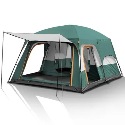 Produktbild von Tragbares Campingzelt mit zwei Schlafzimmern,sonnenbeständiges Zelt für Outdoor-Reisen, Camping,Angeln,Wandern,8-12 Personen (430*305*200), dunkelgrün