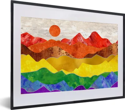 Produktbild von MuchoWow® Gerahmtes Poster Stolz - Regenbogen - Marmor 40x30 cm - Poster mit Schwarzem Bilderrahmen Wandposter Rahmen Foto Bilder - Bilderrahmen - Poster im Rahmen