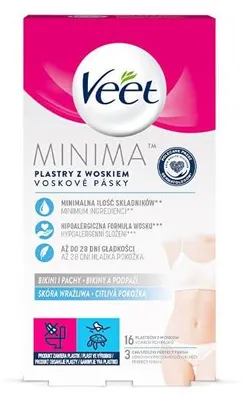 Image de Veet bandes de cire sensibles pour bikini & aisselles, doux pour la peau, 16 pièces