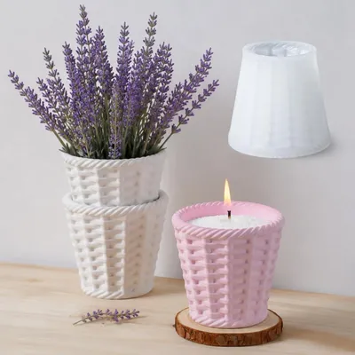 Image de Moule en silicone en forme de panier tressé, 1 pièce. Moule pour la fabrication d'objets de décoration et de bougies