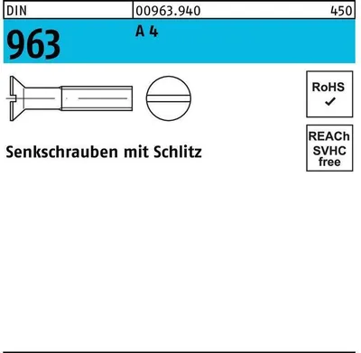 Produktbild von Reyher  Senkschrauben DIN 963 A 4 M 4 x 6 A 4 (1000 Stück)
