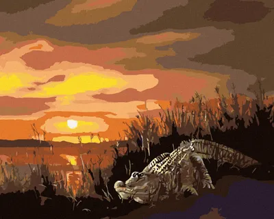 Produktbild von Zuty - Malen nach Zahlen - ALLIGATOR UND SONNENUNTERGANG (D. RUSTY RUST), 40x50 cm, mit Keilrahmen (bereits gespannt)