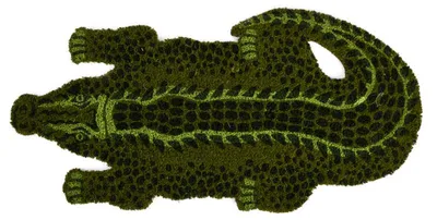 Image de Paillasson en forme de crocodile en fibre de coco - Vert - L 77,8 x P 37,5 cm
