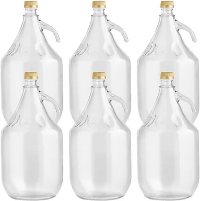 Produktbild von lilawelt24 6 x 5L Glasballon (Gallone) mit Schraubverschluss & Henkel - Glasflasche für Wein, Gärung & Saft - EU-Qualität