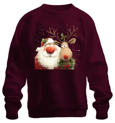Produktbild von Rudolph Weihnachtsmann Rentier Rotnase niedlich lustig Sweatshirt Pullover, Burgundy, XXL