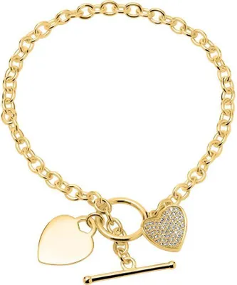 Produktbild von JEWLIX Armband Herzen aus 925er Silber, vergoldet mit Zirkonia