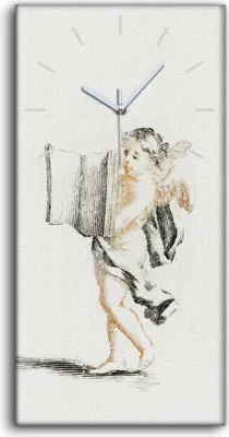 Produktbild von Dekor Leinwand Uhr Wandbilder Geräuschlos 30x60 Zeichnung Antike Engel Kunst - weiße Hände