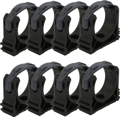 Produktbild von HAF 8x PVC Rohrschelle 40mm aus Kunststoff | Rohrklemme mit Verschlussbügel | Rohrhalter für PVC Rohr mit 40mm Außendurchmesser und Poolverrohrung