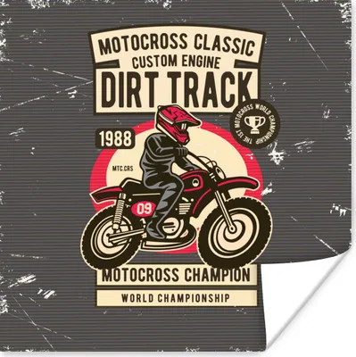 Produktbild von MuchoWow® Poster Motorrad - Vintage - Zeichnung - Grau 30x30 cm - Wandposter - Printing