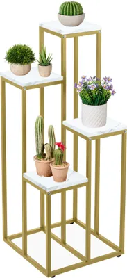 Produktbild von relaxdays Goldene Blumentreppe mit 4 Ablagen