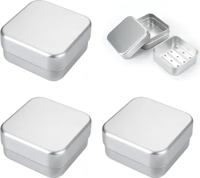 Produktbild von Drei-eckiges Aluminium-Box-Set, Reise- und Badezimmer-Set, Draagbares Seifen-Box-Set, ideal für Reisen und Business-Reisen, Badezimmer (7,9 x 7,9 x 3,8 cm)