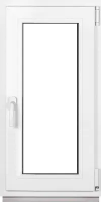 A white PVC window with a handle, shown against a white background.