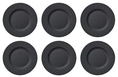 Produktbild von Villeroy & Boch Manufacture Rock 6er Set Frühstücksteller 22 cm schwarz Porzellan