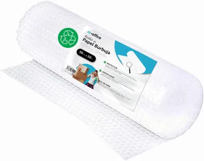 Imagen del producto de Película de plástico de burbujas reciclada, 50 cm x 10 m, film de burbujas para embalaje