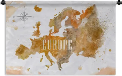 Produktbild von MuchoWow® Wandteppich Wandbehang Europa - Farbe - Weltkarte 90x60 cm Tapisserie Dekoration Wandtuch - Wandskulpturen - Bildteppich