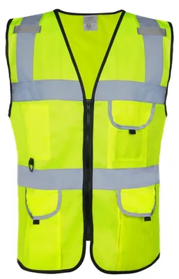 Obrázok produktu pre Reflexná vesta pre pánov a dámy, vysoká viditeľnosť, cyklistická vesta, zips, reflexné prvky, žltá, veľkosť XL-XXL