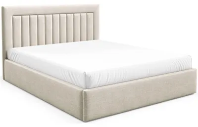 Produktbild von Selsey Averin - Polsterbett 160x200 mit Bettkasten, hellbeige Velours