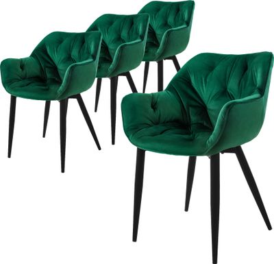 ML-Design sada 4 jídelních židlí s opěradlem, tmavě zelená, ze sametu