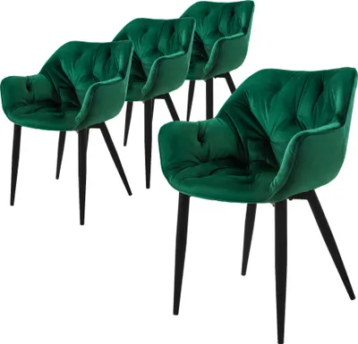 Obrázok produktu pre ML-Design súprava 4 jedálenských stoličiek s operadlom, tmavozelená, zo zamatu