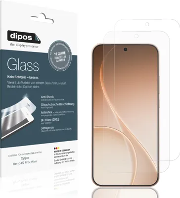 Produktbild von 2x Schutzfolie für Oppo Reno15 Pro Mini matt - Anti-Shock 9H Folie dipos Glass Kunststoffglas