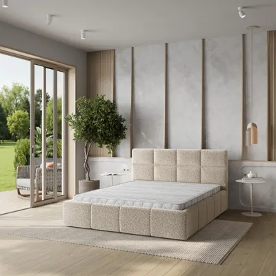 Produktbild von Masseno Polsterbett COMO Q 120x200 cm, Polsterbett mit Bettkästen -Beige, QUELLE 05