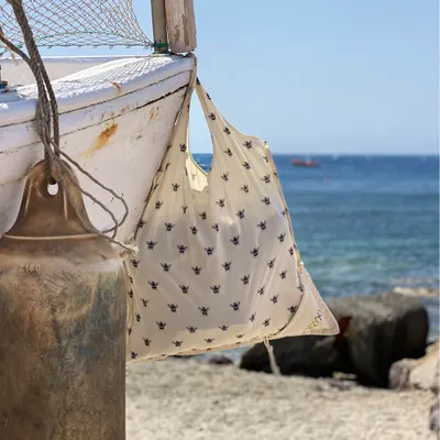 Image de Sac à provisions en coton 100 % pliable, 52 x 47 cm.