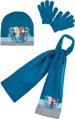 Produktbild von Disney Die Eiskönigin Kinder 3tlg.Set Wintermütze Schal Handschuhe – Blau / 54