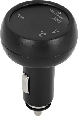 Image de Multifonctionnel 3 en 1 pour voiture 12V/24V Voltmètre numérique LED Thermomètre Chargeur USB