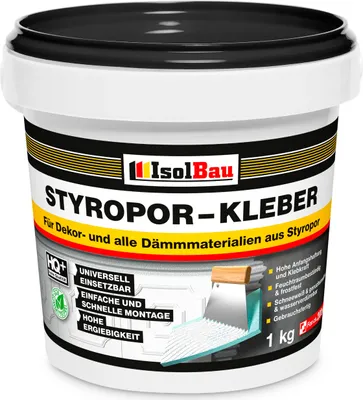 Produktbild von Isolbau Styropor-Kleber - Kleber für Dekor- & Dämm-Materialien aus Styropor - 1 kg Eimer