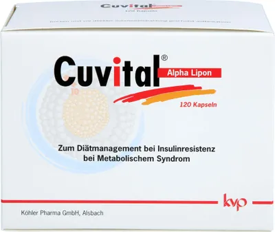 Produktbild von Cuvital Alpha Lipon Kapseln zur diätetischen Behandlung von Insulinresistenz bei metabolischem Syndrom, 120 St. Kapseln