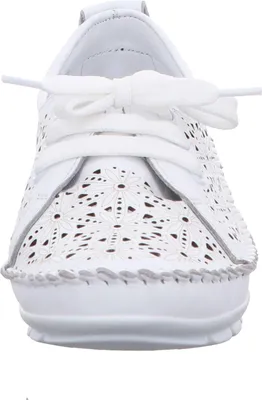 Produktbild von Gemini Damen Schnürschuh Leder Halbschuh mit Blumen und Lochmuster 382644-01, Größe:39 EU, Farbe:Weiß