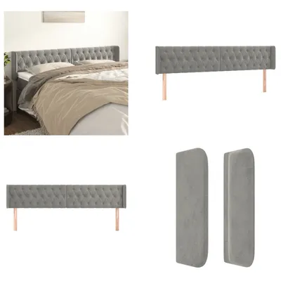 Imagen del producto de vidaXL Cabecero con orejas, color gris claro, 183x16x78/88 cm, terciopelo