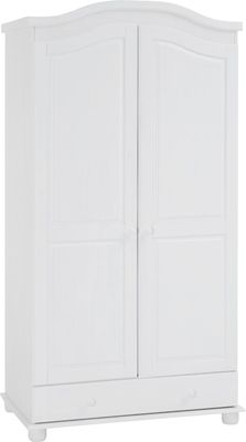 Garderobenschrank Dielenschrank Kleiderschrank BERGEN, Kiefer, 2-Türen, weiß, im Landhausstil