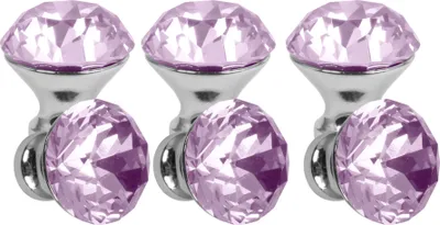 Produktbild von Domino Elegante Crystal A Möbelknopf 30mm in Chrom & Rosa |Kristallknöpfe, Robustes Glas-Design |Möbelknöpfe | Glamouröser Stil | Perfekt für Schränke und Kommoden| 6 Stück