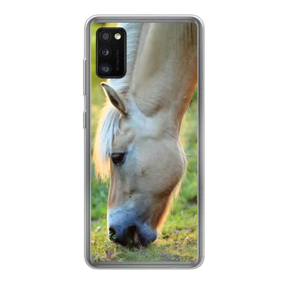 Produktbild von MuchoWow® Handyhülle Schutzhülle Hülle für Samsung Galaxy A41 Weidendes Fjordpferd an einem Sommertag Silikon Softcase Handy Hülle - Mobiltelefon