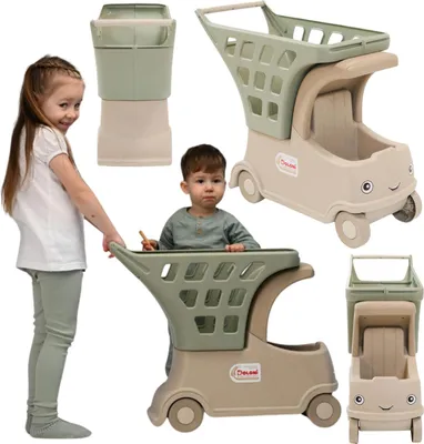 Produktbild von Set aus Einkaufswagen, Korb, Korb auf Rädern, Sitz für Kinder 01540/01eco