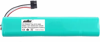 A teal-colored rechargeable battery pack with a black connector and wires, isolated on a white background.