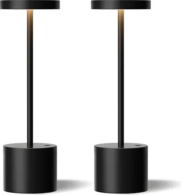 Produktbild von Visdanfo Kabellose Tischlampe, 4000 mAh, wiederaufladbare,3 Farben(2er pack), schwarz