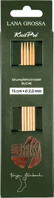 Produktbild von Lana Grossa Knit Pro Strumpfstricknadeln Nadelspiel BUCHE Tanja Steinbach Edition, Länge:15 cm, Durchmesser:Ø 2.0 mm