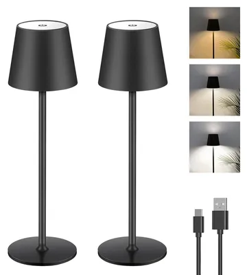 2er Set dimmbare LED-Tischlampe, Touch, kabellos, USB-C, 5600mAh