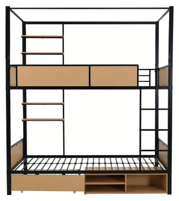 Produktbild von Etagenbett - Hochbett - Kinderbett - Multifunktionsbett - Modernes Design aus Metall und Holz