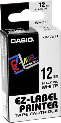 Immagine prodotto di Casio XR-12WE1 - Autoadesivo - Nero su bianco - Rotolo (1,2 cm x 8 m) 1 rotolo(i) di nastro per etichette - per stampante di titoli di dischi CW-L300; KL 170, 60, 60SR, 780, 8100; Labemo MEP-K10